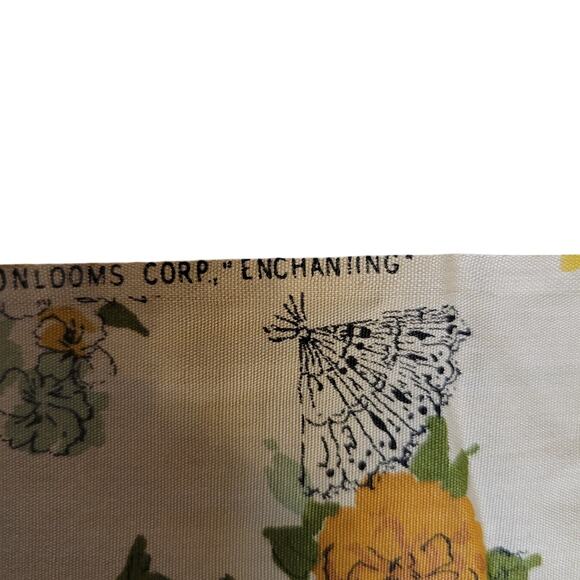 Vintage Enchanting Floral Fabric 2.5 Yards x 35" Yellow Orange Green Silky Feel - Picture 8 of 12